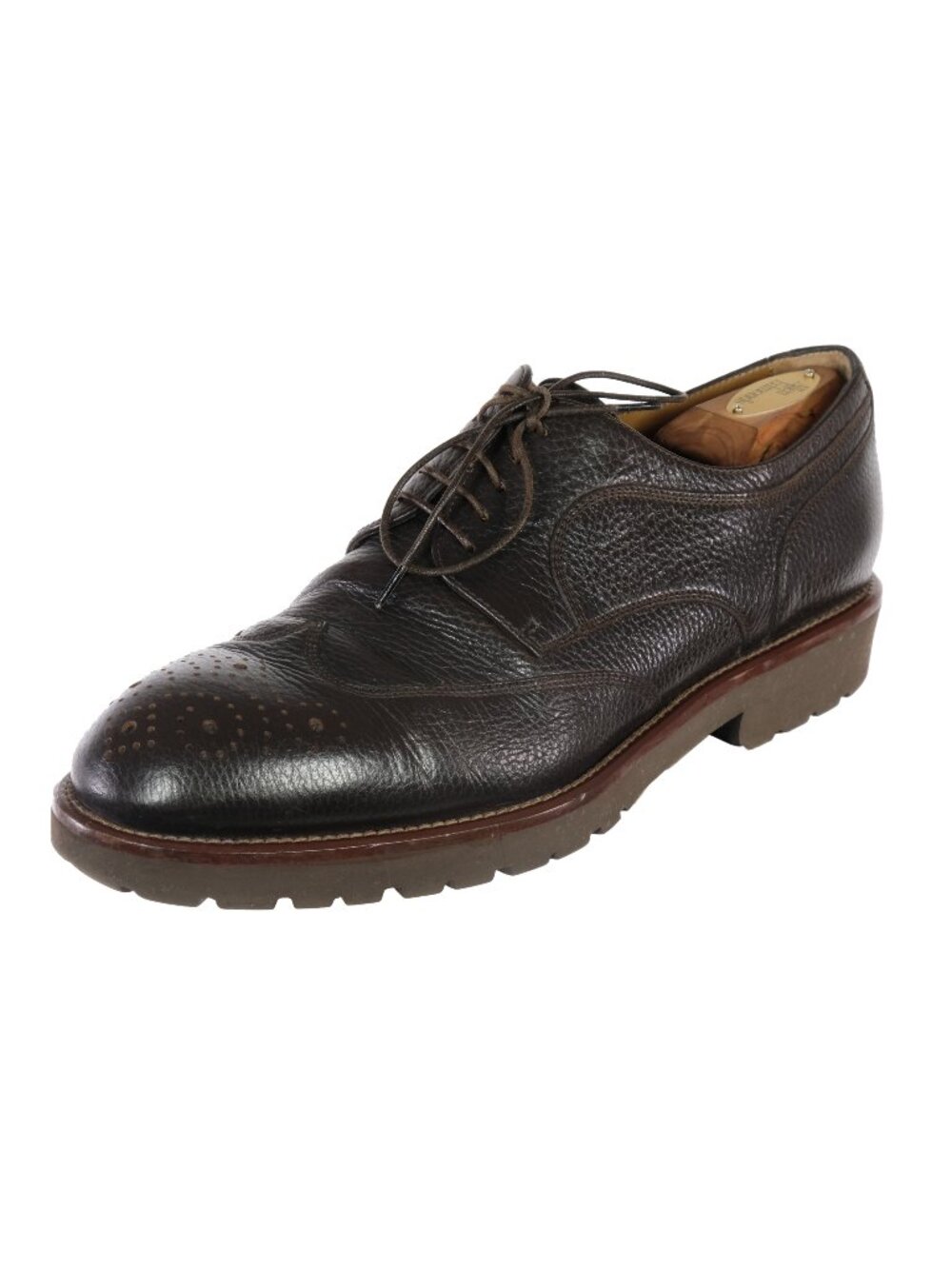HUGO BOSS Oxfords Dress Shoes Sz. 10 UK 11 US Wingtip Dark Brown Grainy ITALY
